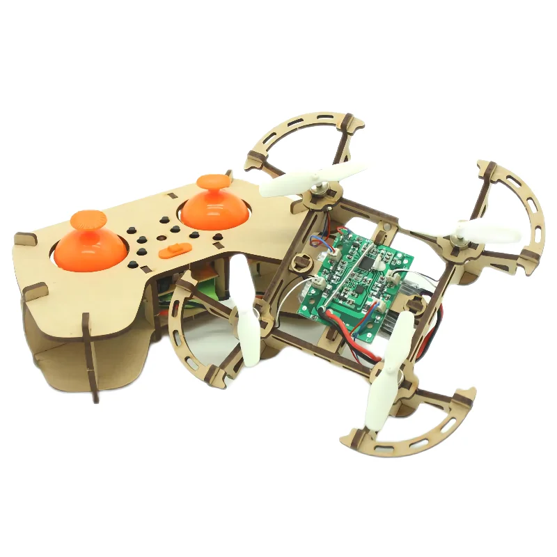 Wooden Drone DIY kit Wooden assembled Remote control toy fixed kit Remote Controlled Toys diy kit Training quadcopters