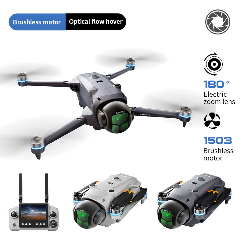A26 Pro Drone 4K HD 8k Triple Camera FPV Brushless Motor Obstacle Avoidance Foldable RC Quadcopter Professional Aerial