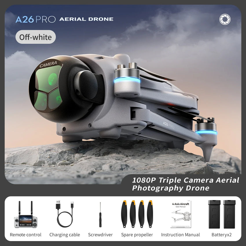 A26 Pro Drone 4K HD 8k Triple Camera FPV Brushless Motor Obstacle Avoidance Foldable RC Quadcopter Professional Aerial