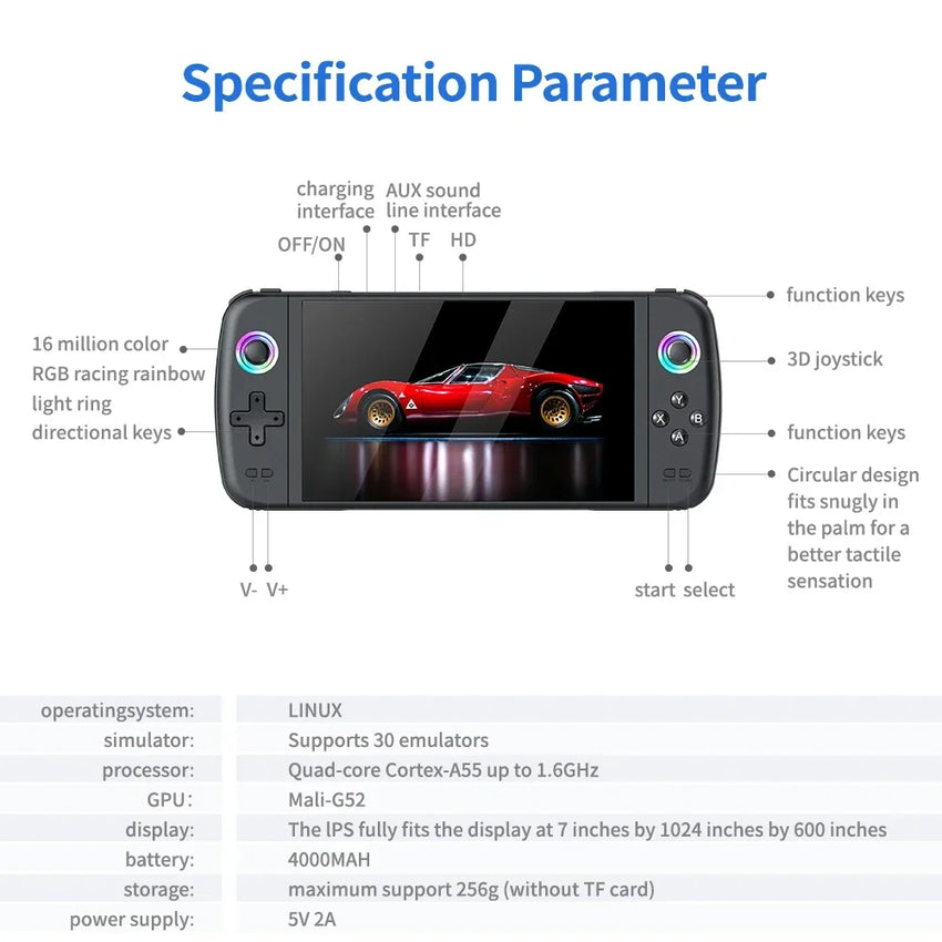 M27 Portable Pocket Retro Handheld Video Game Console 7.0Inch IPS Screen 1024*600 Display Support LINUX HDMI for boys game gift